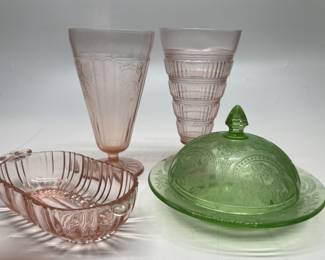 Four Pieces of Antique Colored Glassware