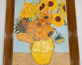Vintage Oil Painting After Van Gogh's Sunflowers