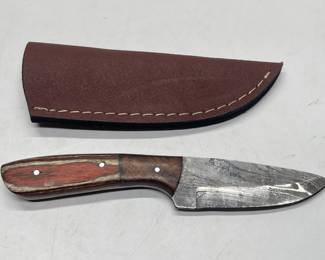 Full Tang Damascus Steel Knife with Leather Sheath
