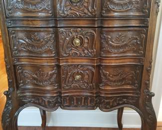 French M Singer Heavy Carved Marble Top Silver Chest 19th century