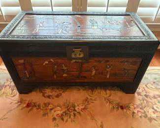 Hand carved Asian chest