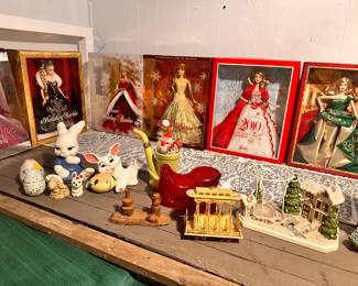 Holiday Barbies in the Christmas room