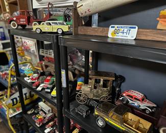 Tonka trucks and more toy cars in the Cowboy Room!
