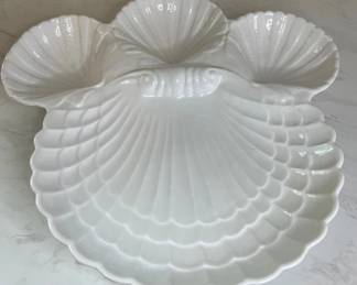 Vintage Large White Ceramic Sea Shell Serving Platter