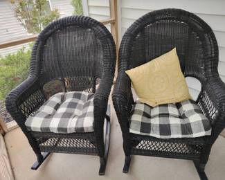 Black Wicker Rocking Chair Pair
