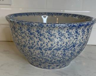 Beautiful Blue Spongeware Mixing Bowl