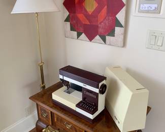 Pfaff, quilt block paining, brass lamps