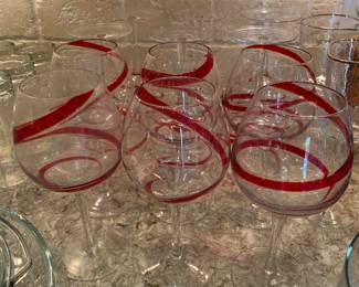 Red swirl glasses