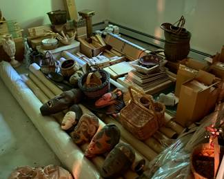 African tribal masks, art supply...