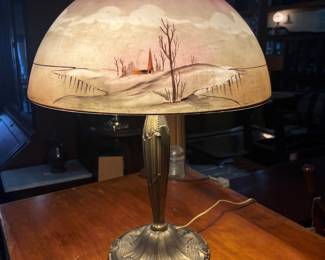Obverse Painted Lamp attributed to Pittsburg