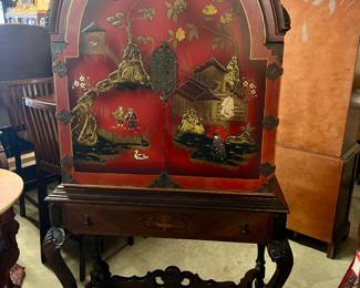 Cabinet with Hand-painted Oriental Motifs