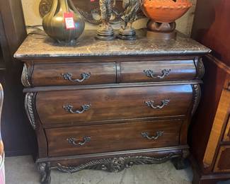 Marble-top Bombe Style Chest