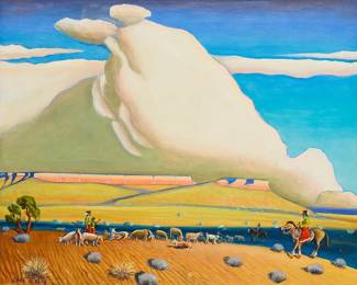 240
Carl Glen Bray
1917-2011
Navajo cloudland
Oil on Masonite
Signed lower left: Carl G. Bray
24" H x 30" W
Estimate: $600 - $800