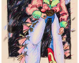 272
Karen Damyanovich
b. 1952
Neon cowboy
Pastel and ink with traces of graphite on paper
Signed in pencil lower left: Damyanovich
Sight: 59" H x 39.25" W
Estimate: $600 - $800