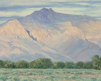 105
Matt Smith
b. 1960
"Along Kings Ranch Road," 1987
Oil on canvas
Signed lower right: Matt Smith; signed again, titled, and dated in ink on the stretcher: 1987
18" H x 36" W
Estimate: $3,000 - $5,000