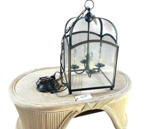 Iron lantern fixture.
