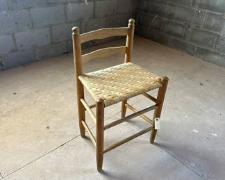 Childs woven seat primitive chair.