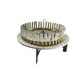 Mitchell gold bob williams XL round crystal and brass fixture. 3k retail!
