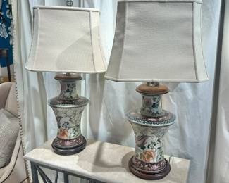 Large scale vintage chinoiserie urn lamps. 35” tall. $400 pair.