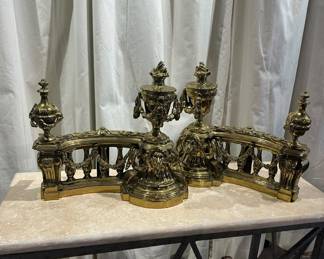 French brass fireplace andirons