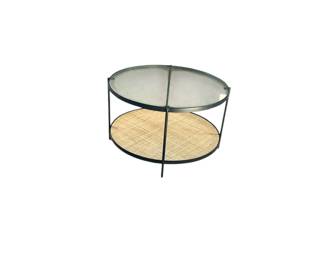New, round iron coffee table.