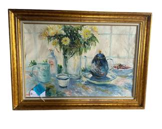 Original oil painting in gold frame.