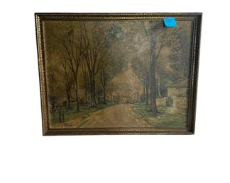 Dutch street scene. Original antique oil.