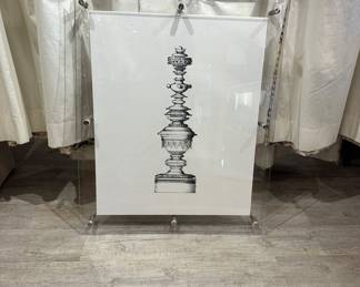 Architectural art in fantastic raise lucite frame.