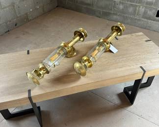 Pair brass sconces