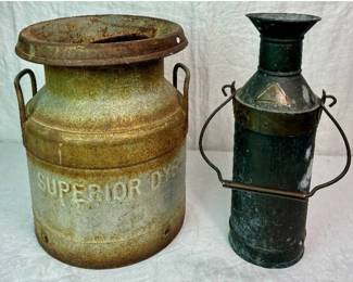 Vintage Milk Can from Superior DYS and Antique 3 Printer Ink Pour Can