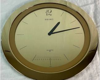 Vintage Gold Toned Seiko Wall Clock 11"