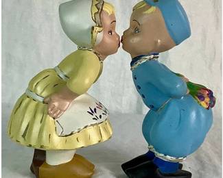 Dutch Kissing Ceramic Figurines 6.5" H