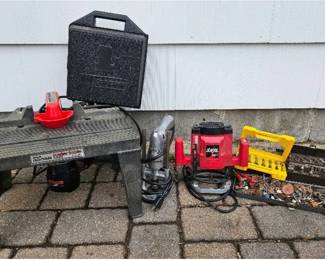 Skil 1 3/4 HP Router with Black & Decker Deluxe Utility Drill with Router Attachment, Craftsman Router with table and Bits