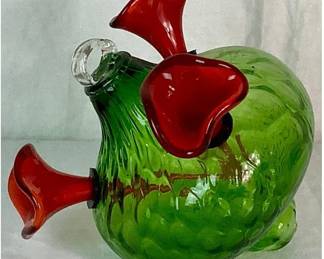 Handblown Glass Hummingbird Feeder with 3 Glass Feeding Ports