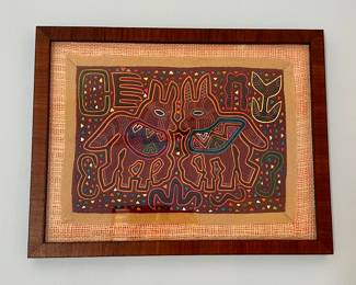 Beautifully framed Mola from Peru