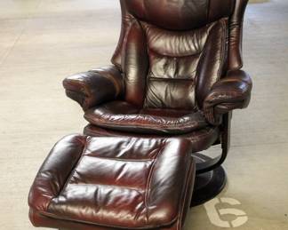 Leather chair & ottoman