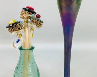 Steven Maslach Iridescent Glass Bud Vase