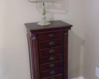 Wood Jewelry Armoire with standing mirror
