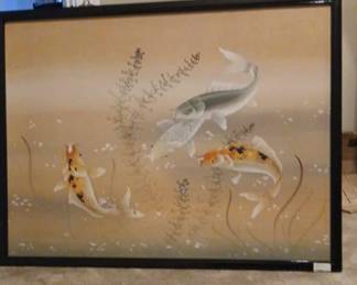 Japanese Inspired, Koi Fish Print on Silk
