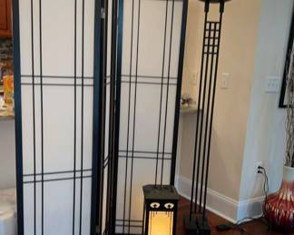 Floor Lamp And Shoji rice paper Screen Room Divider