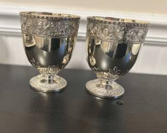 005 2Corbell Co. Silverplated armorial chalices