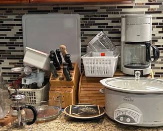 Wooden Bread box, Assorted Utensils And Other Kitchen And Organizing