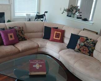 Sectional Sofa Micro Suede With Cocktail Table