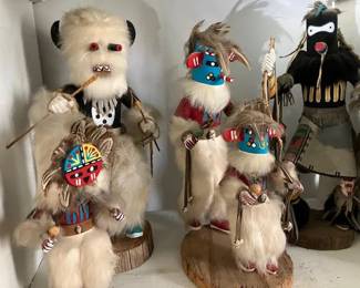 Authentic Kochina Figures. Note, the two on the Left are as one statue and their masks come off