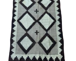 Antique Navajo Two Grey Hills Rug Early Native American Weaving