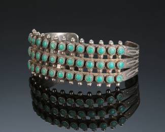 Vintage Zuni/Navajo Snake Eye Turquoise & Sterling Silver Cuff Bracelet Native American Jewelry