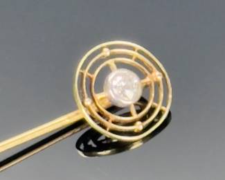 14k Gold & Diamond Stick Pin