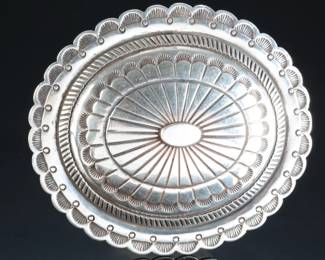 Navajo Alice McShirley Sterling Silver Concho Belt Buckle Native American