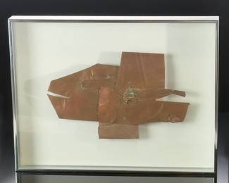 Abstract Copper Framed Industrial Art Wall Sculpture