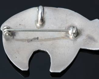 Hopi Sterling Silver Overlay Bear Pendant Native American Jewelry